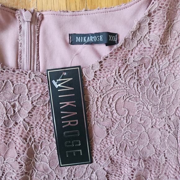 Mikarose 2XL Mauve Pink Lace Midi Dress NWT – Modest Long Sleeve - Picture 4 of 9